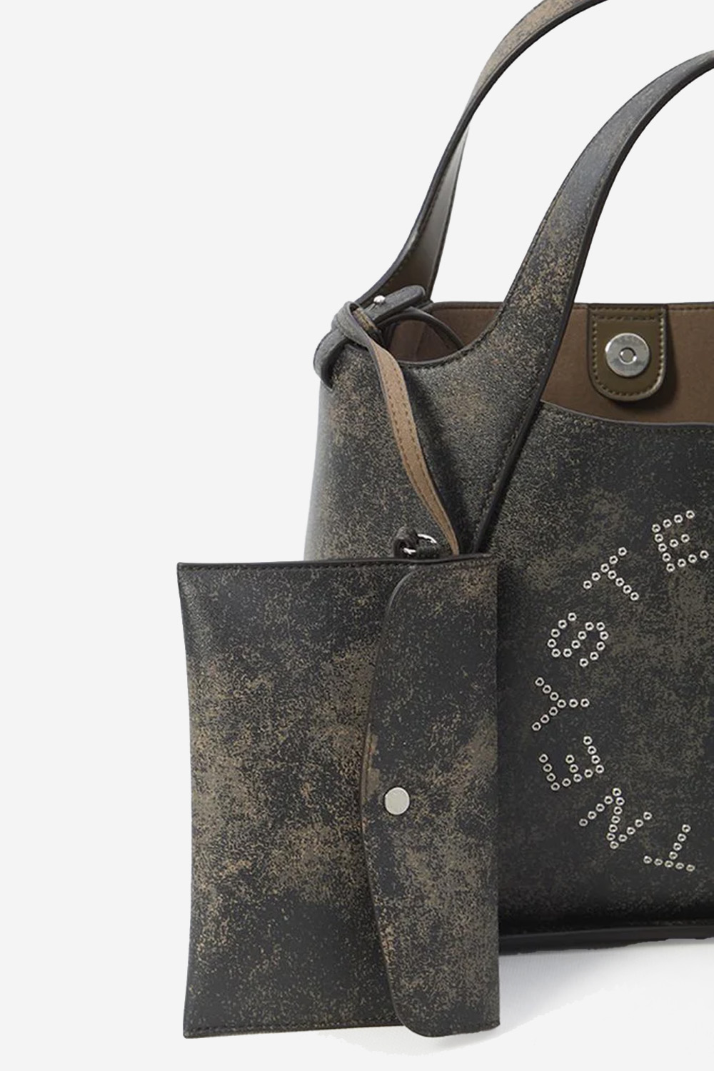 Logo aged crossbody tote bag
