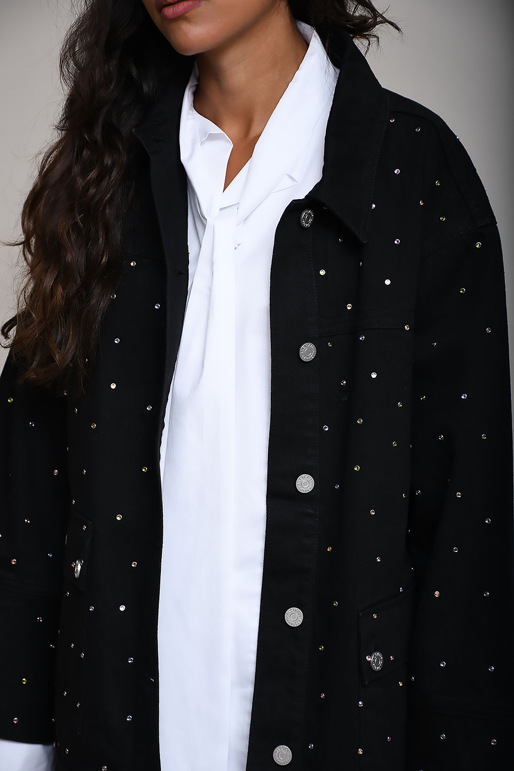 Simona crystal embellishment denim jacket