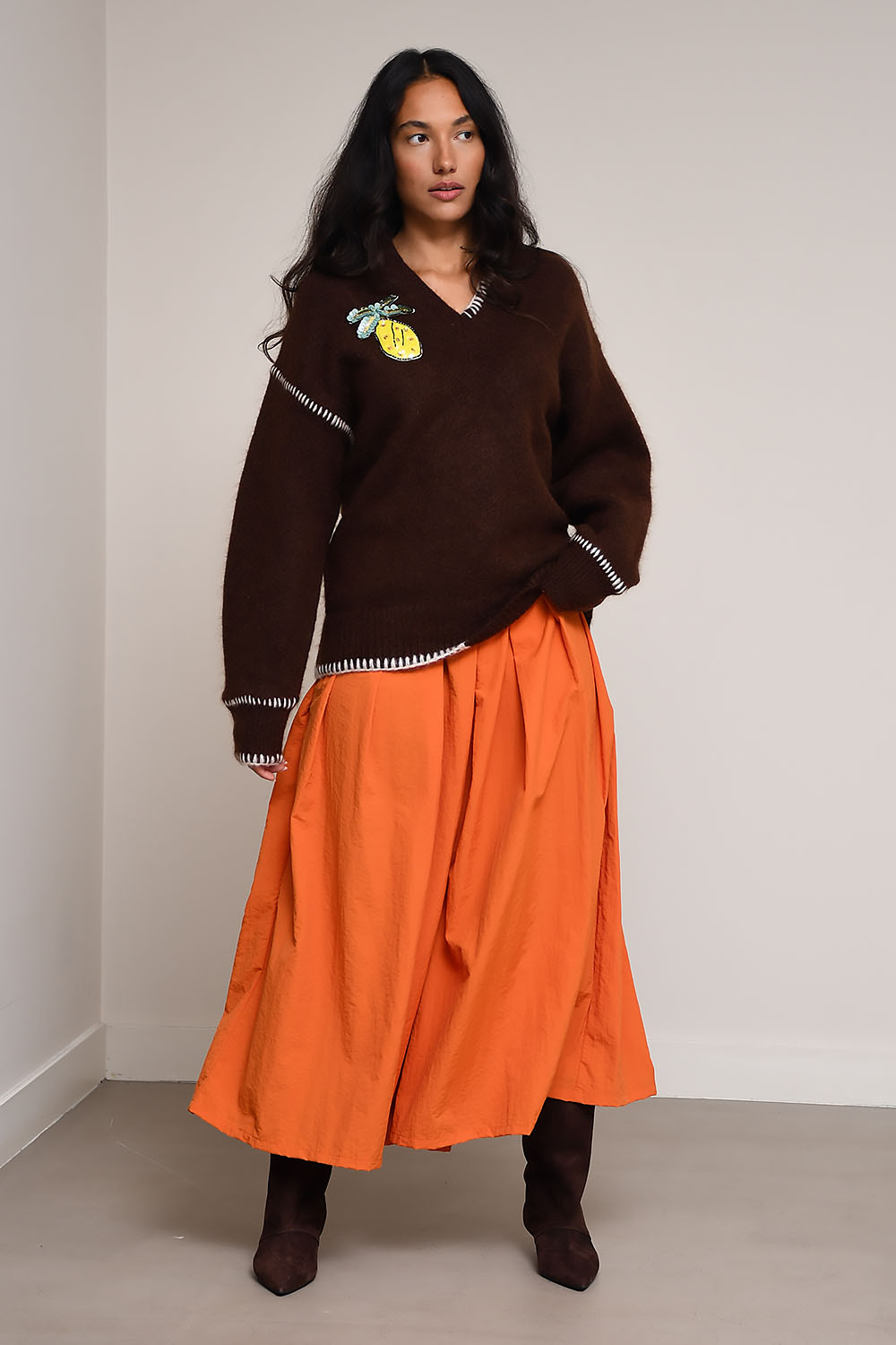 Alemais - Fredo embroidered artwork v-neck sweater