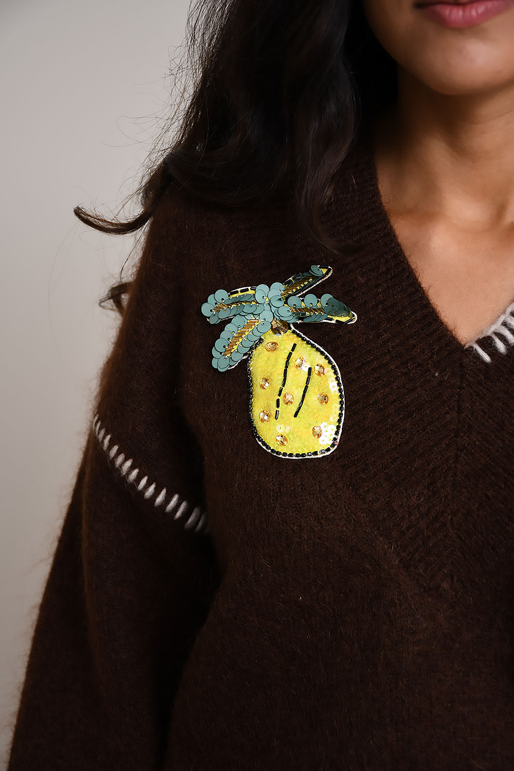 Fredo embroidered artwork v-neck sweater