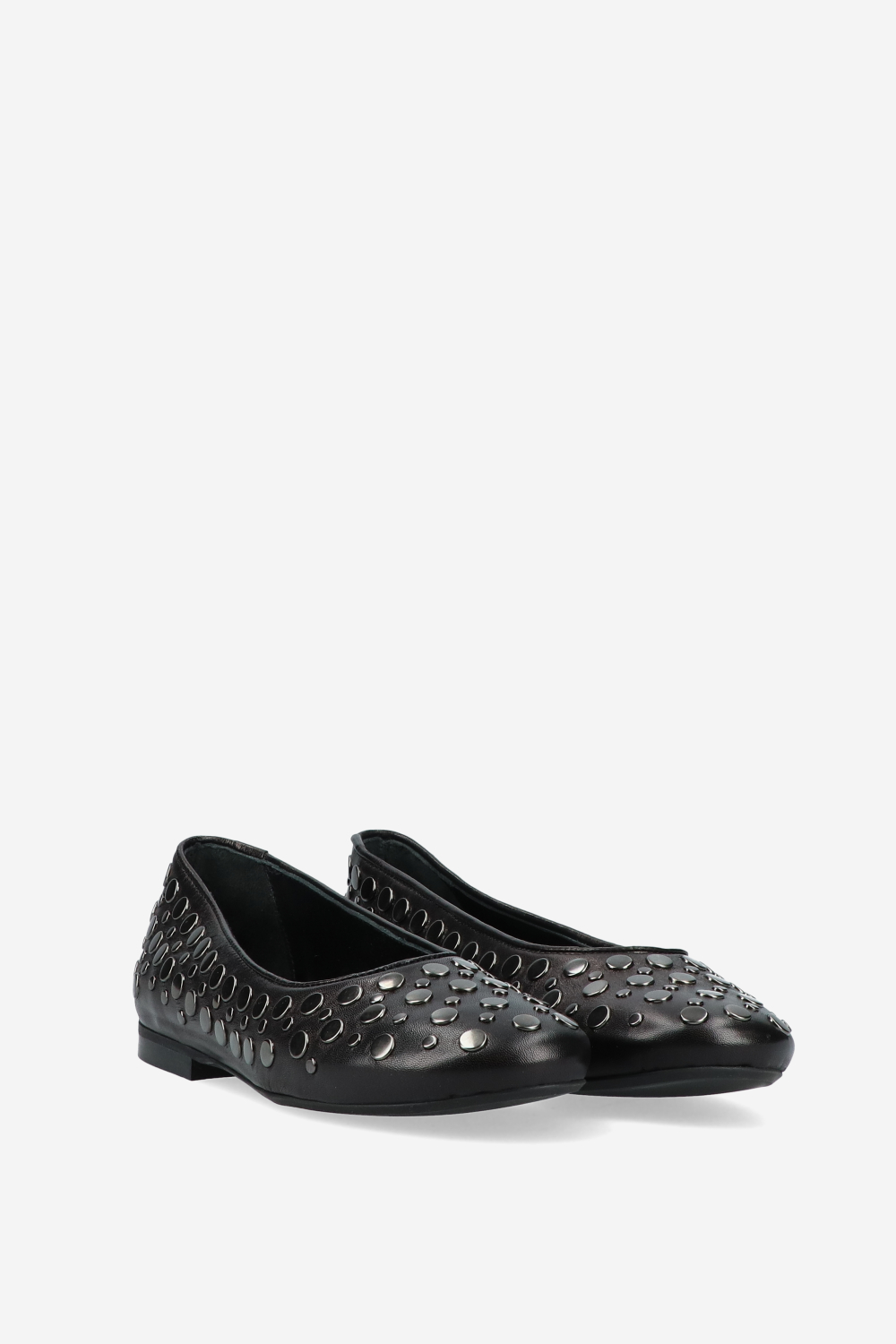 3 nights leather studded ballerinas