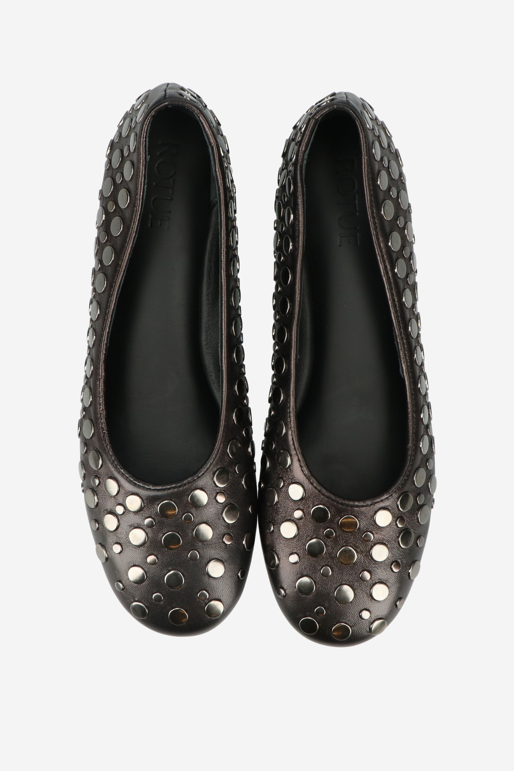 3 nights leather studded ballerinas