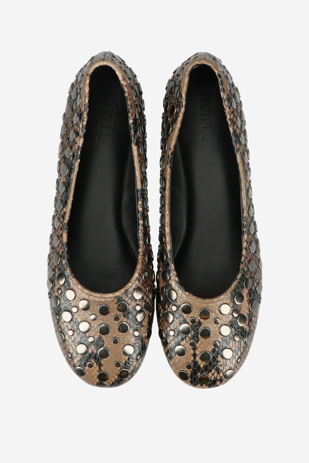 3 nights pitone studded ballerinas