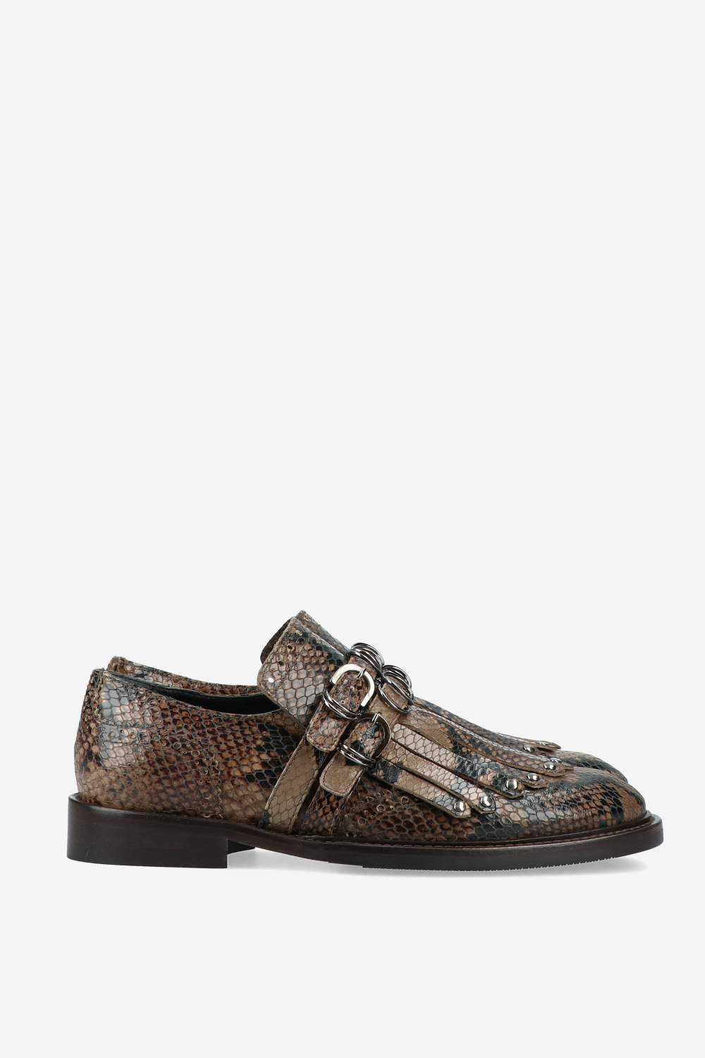 Sure Thing fringe pitone leather loafers