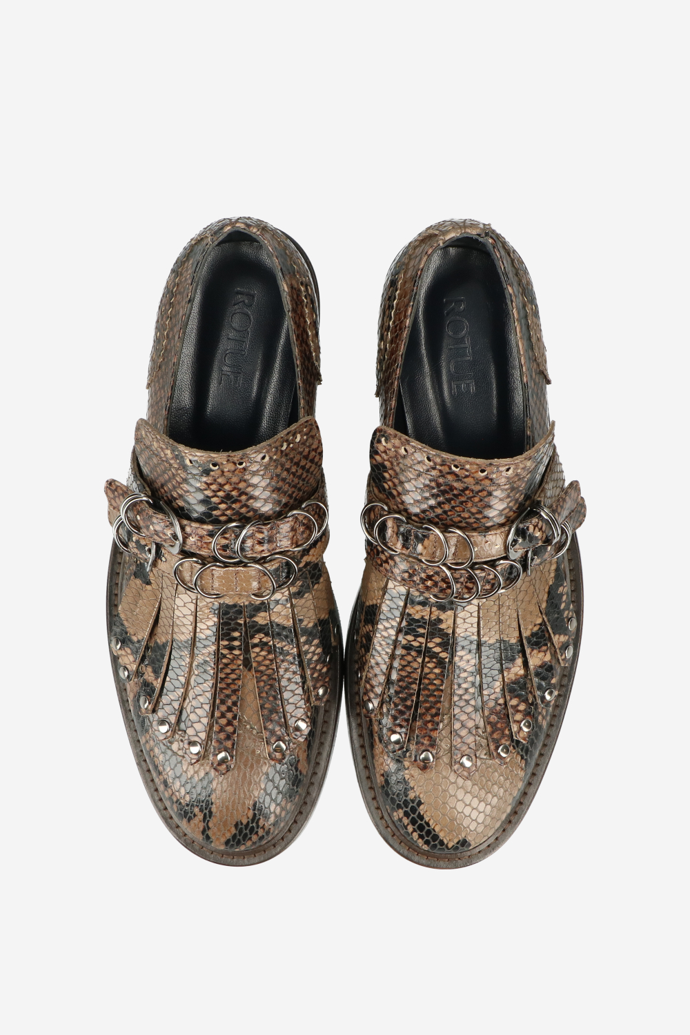 Sure Thing fringe pitone leather loafers