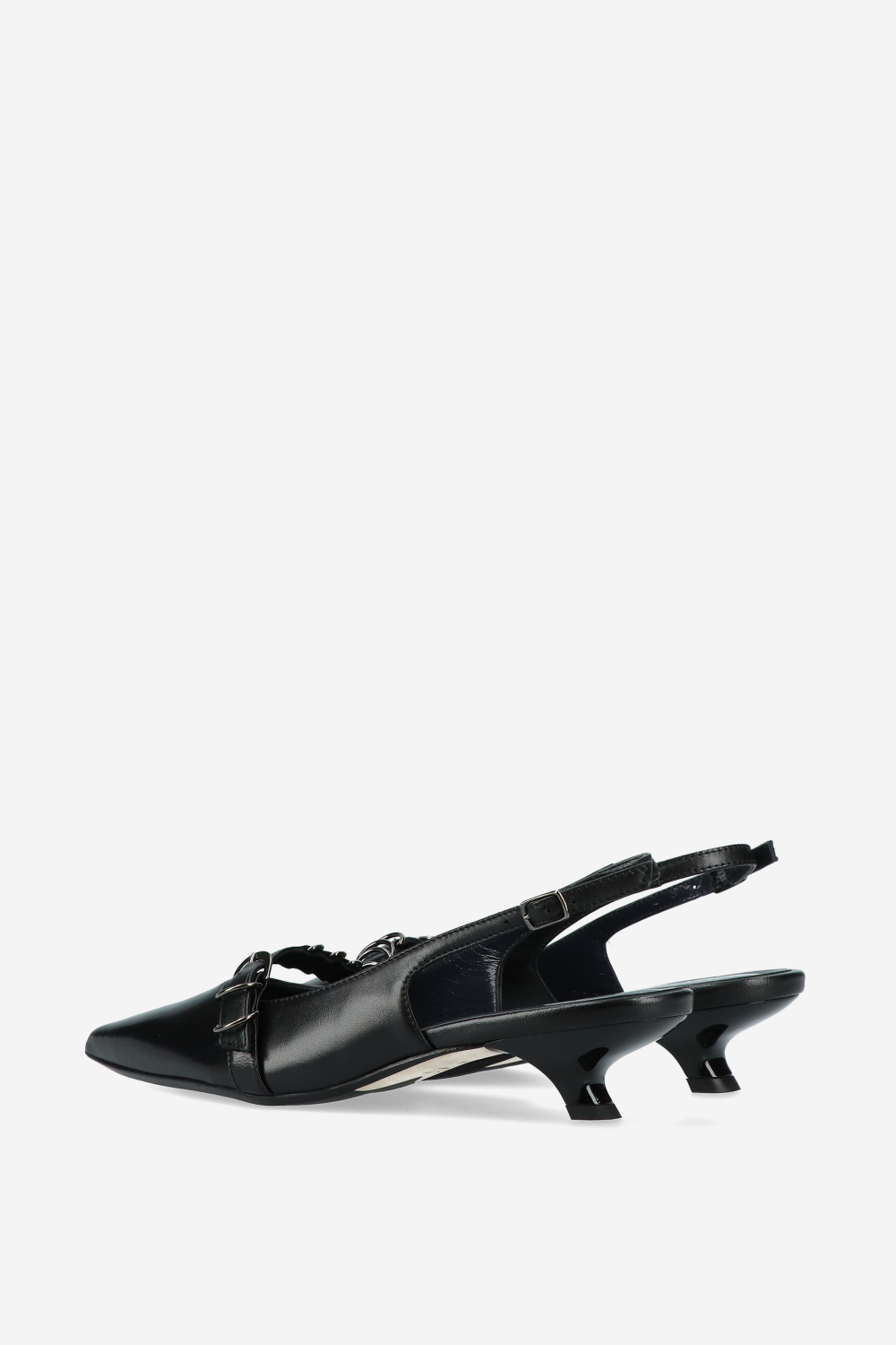 Ghosting leather slingbacks