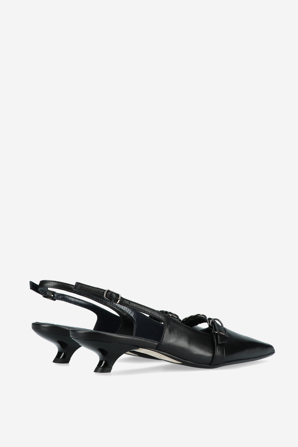 Ghosting leather slingbacks