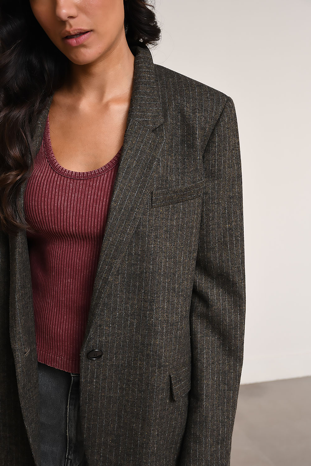 Omelia pinstripe wool-blend blazer