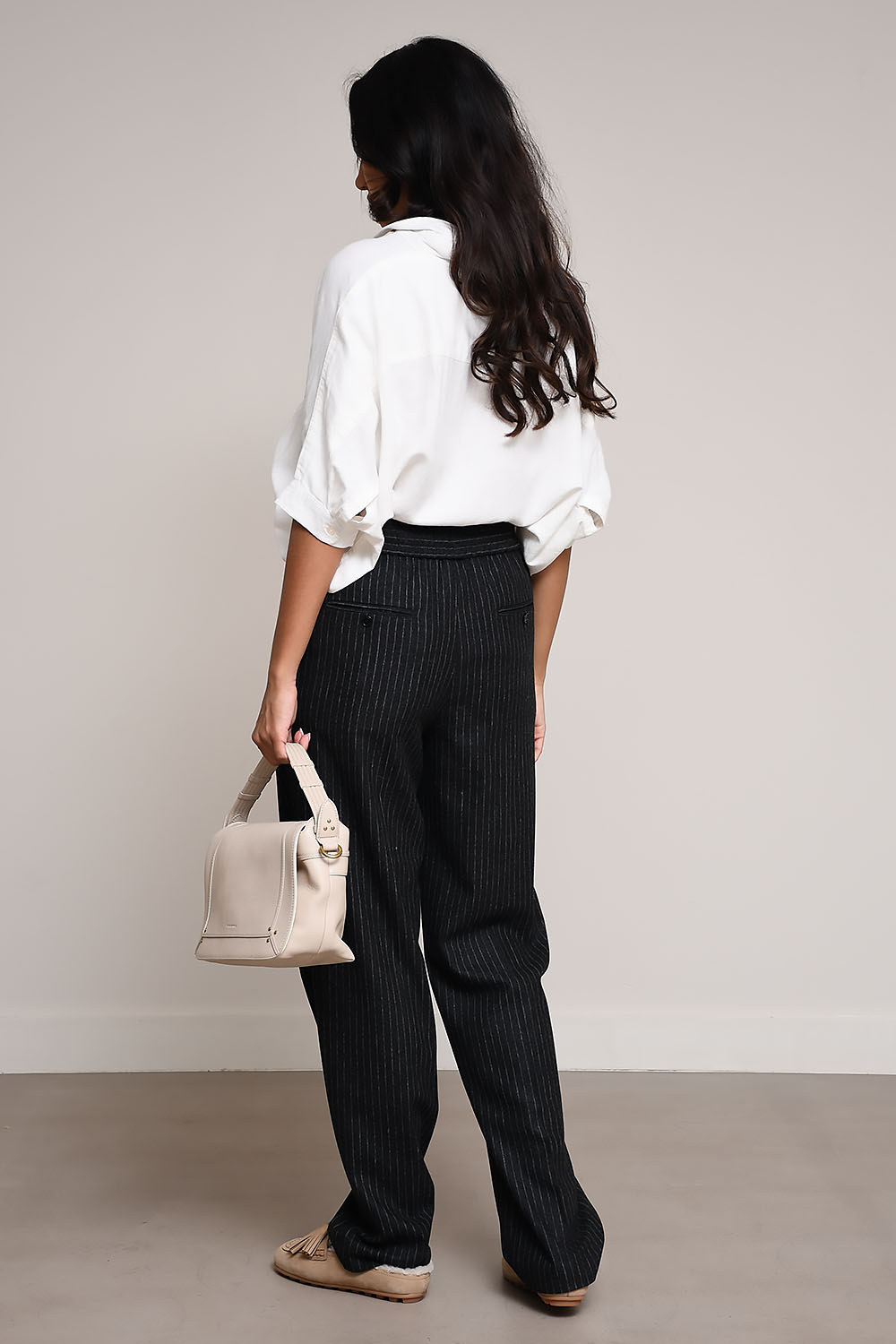 Loretta pinstripe wool-blend pants