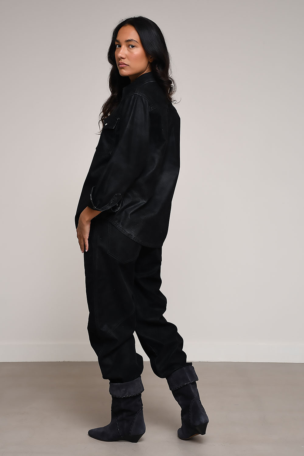 Karima faux leather shirt