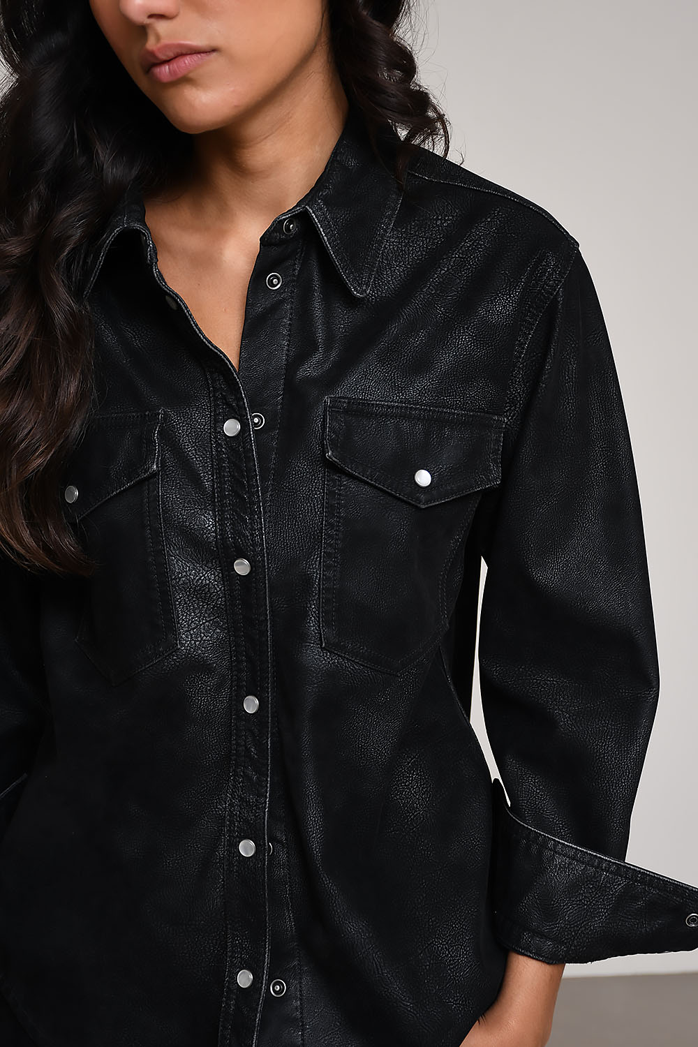 Karima faux leather shirt