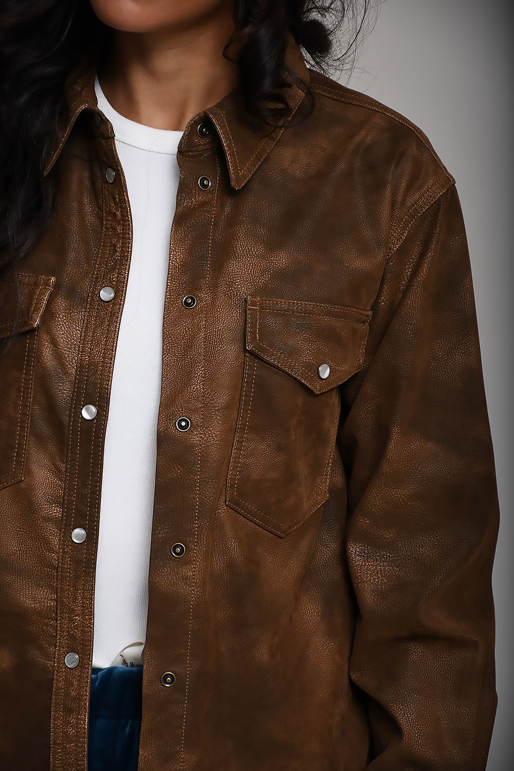 Karima faux leather shirt