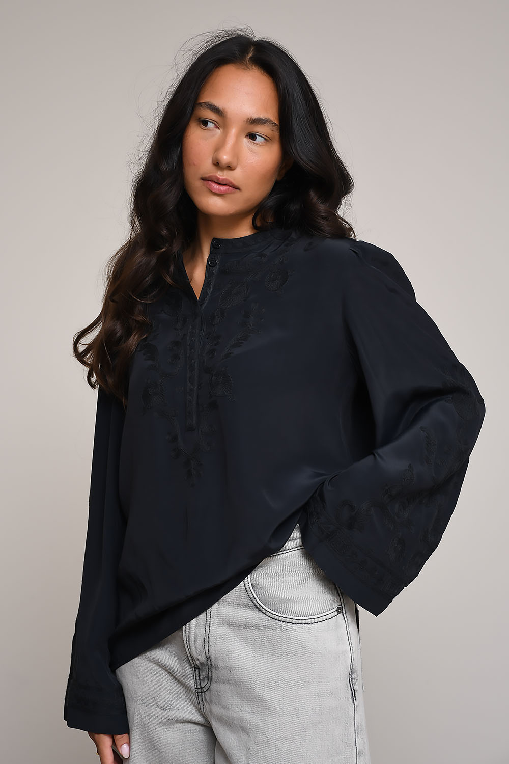Marant Etoile - Falonne embroidered crepe shirt