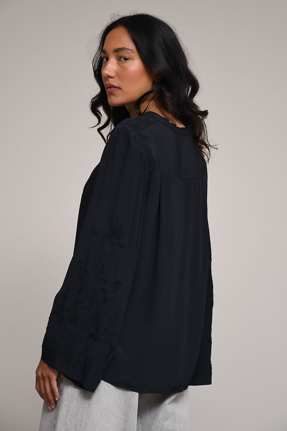 Falonne embroidered crepe shirt