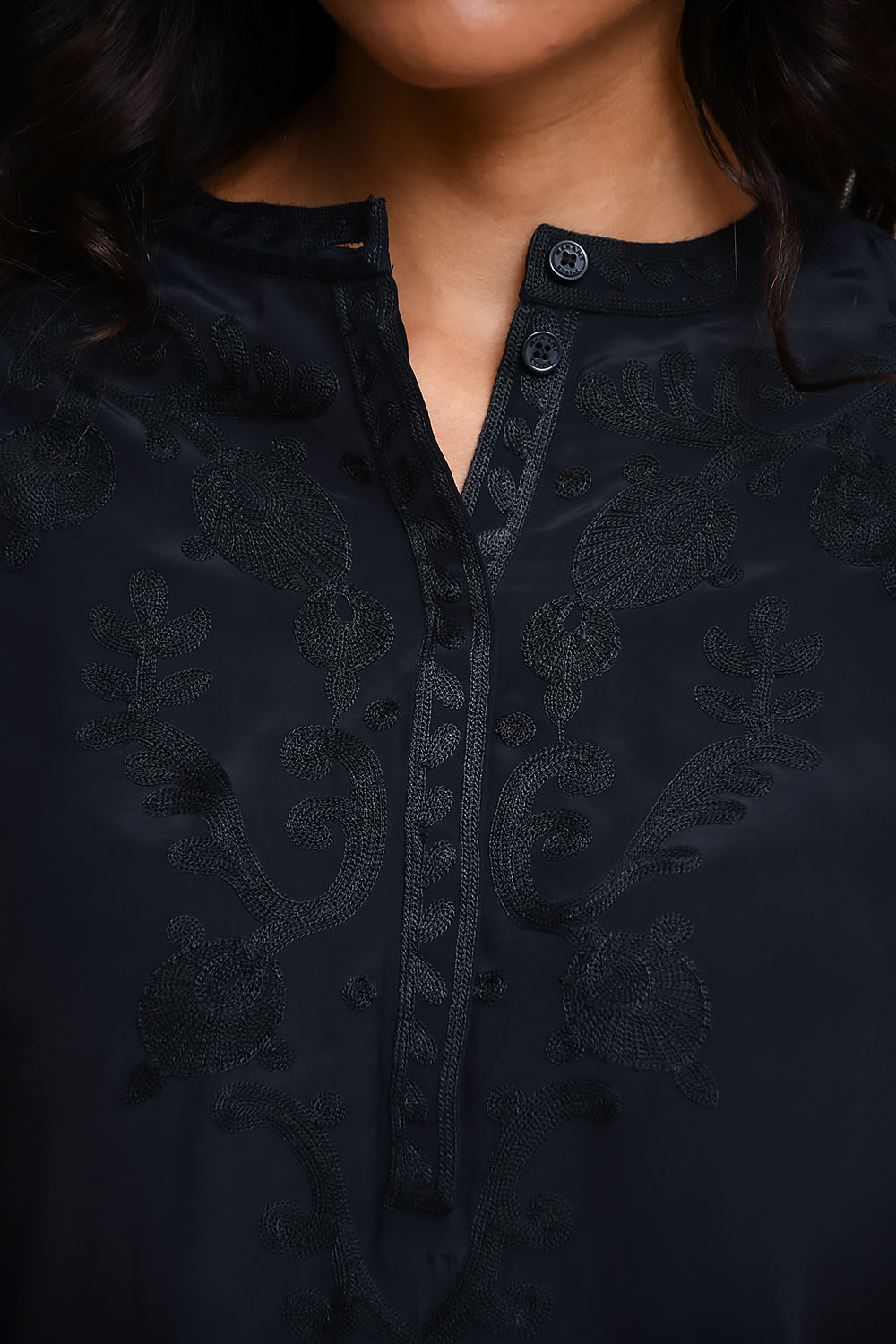 Falonne embroidered crepe shirt