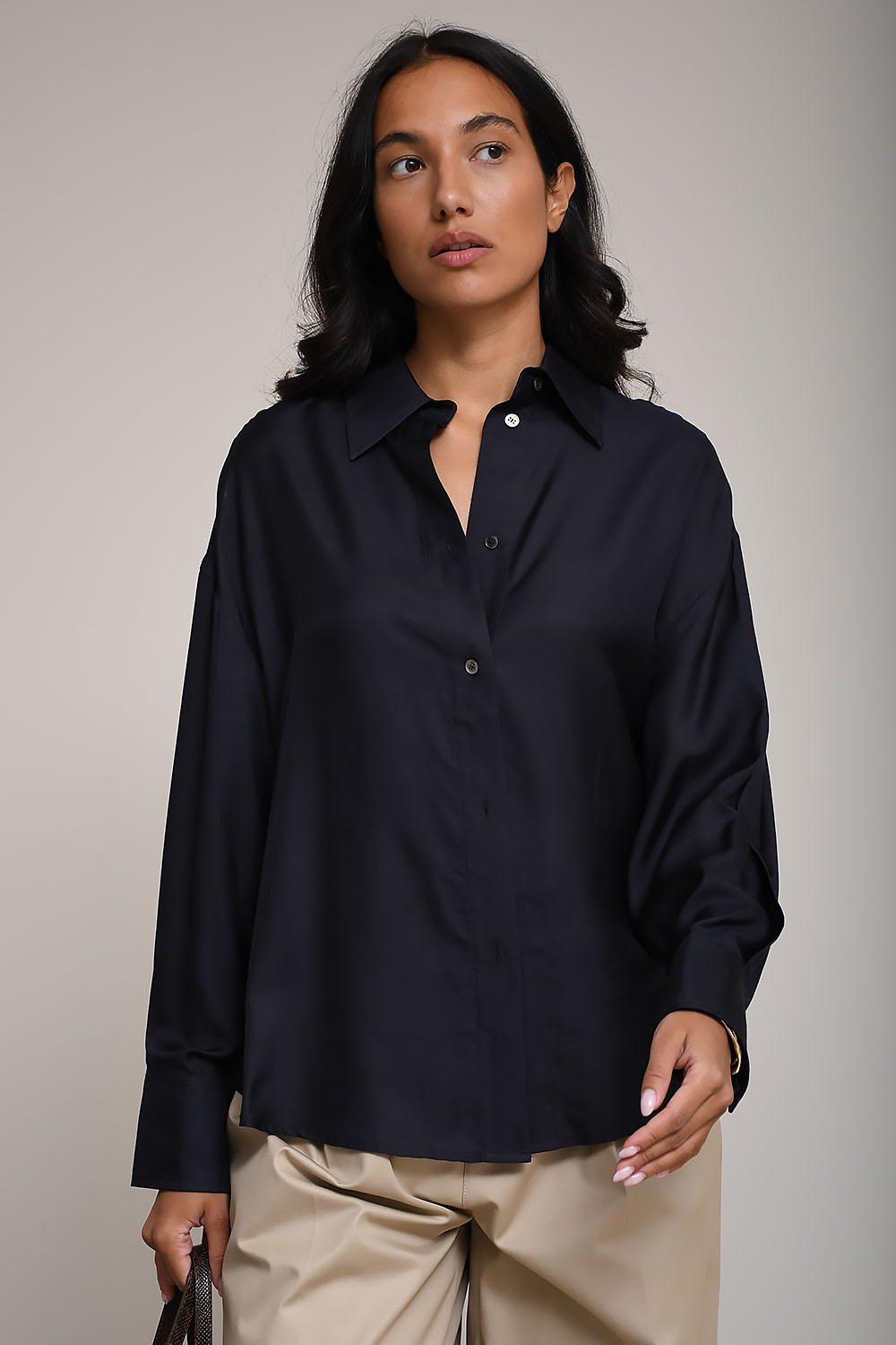 Frenken - Dark silk habotai shirt