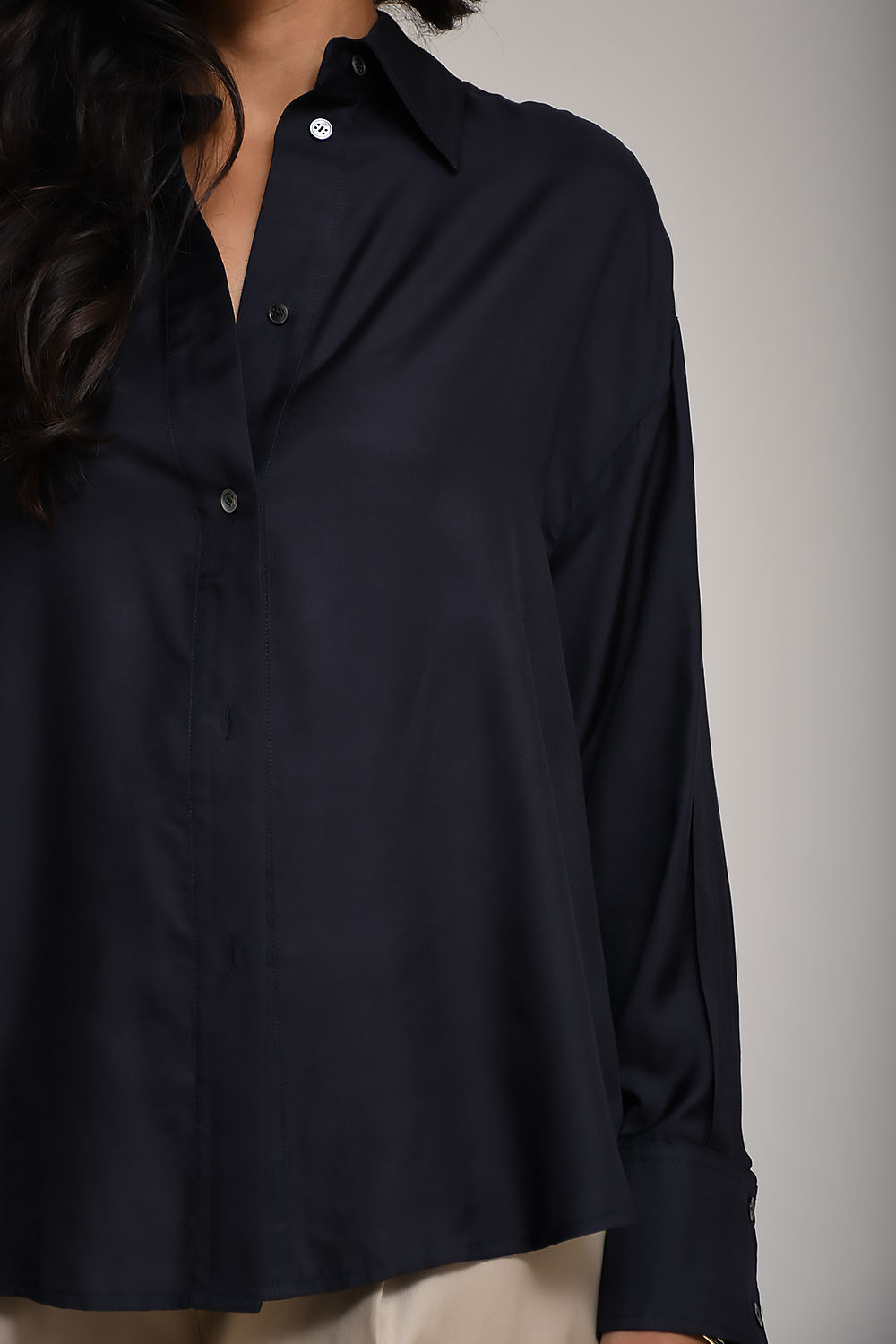 Dark silk habotai shirt