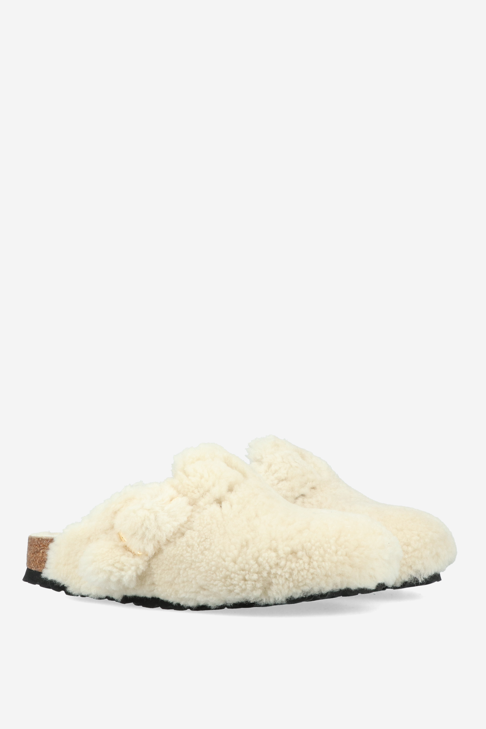 Boston big buckle fur clogs