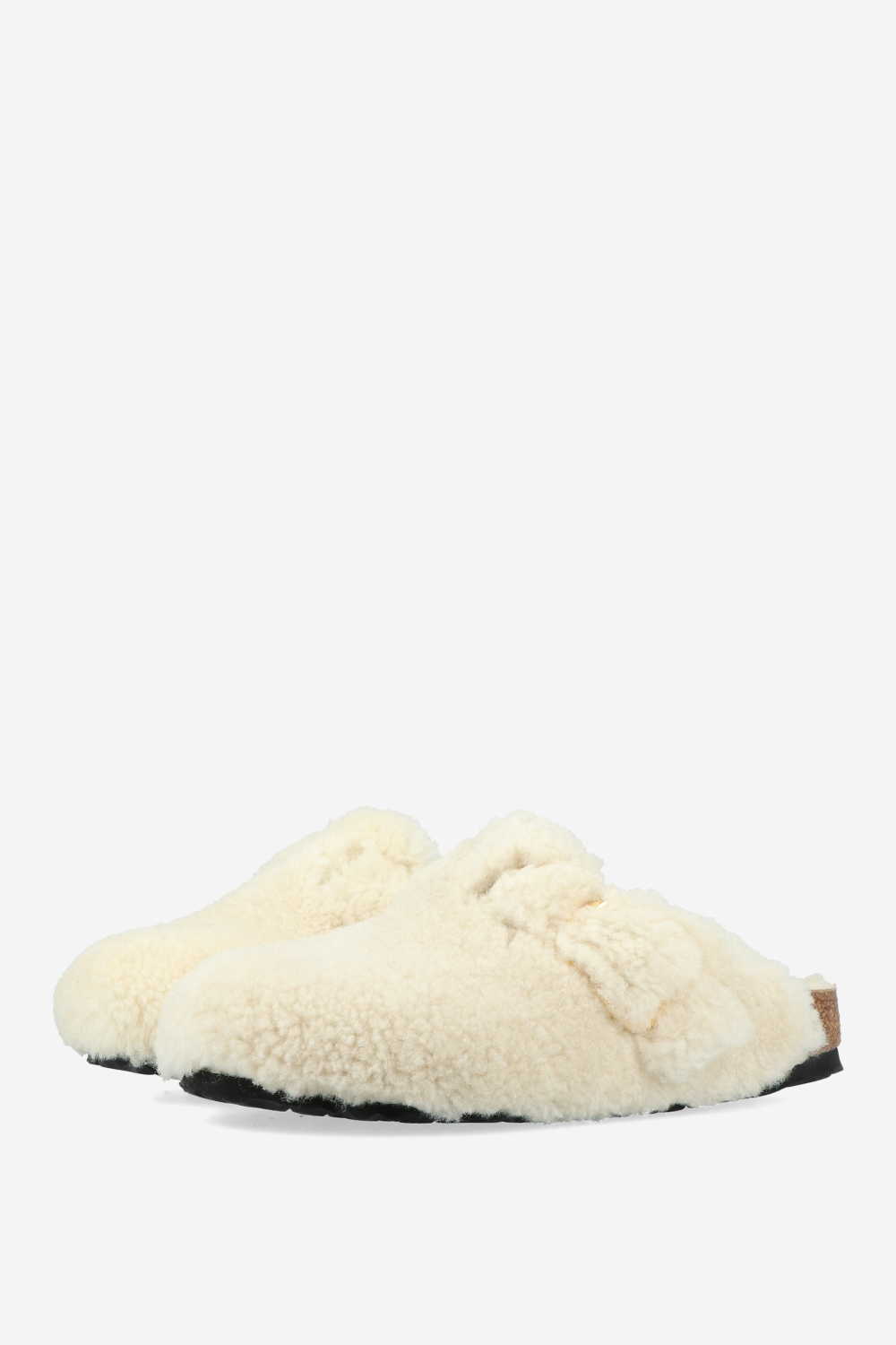 Boston big buckle fur clogs