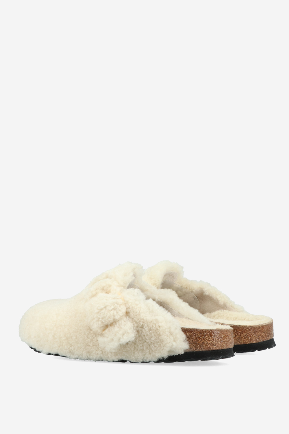 Boston big buckle fur clogs