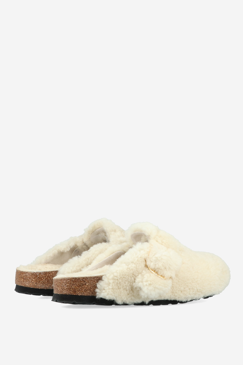 Boston big buckle fur clogs