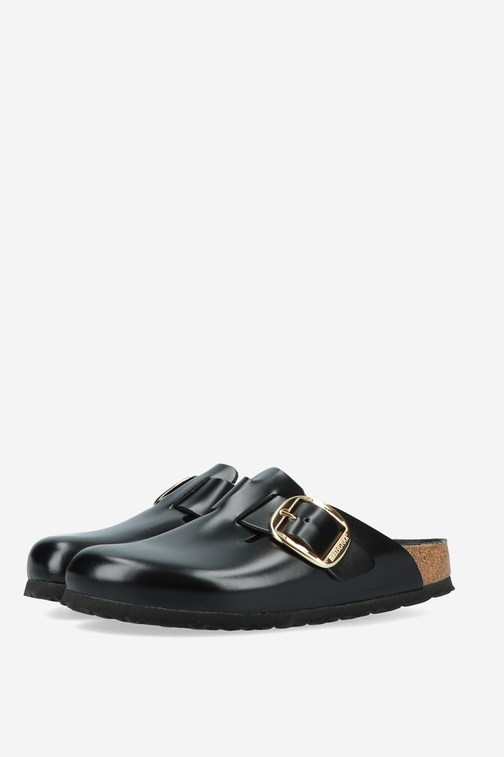 Boston big buckle leather clogs