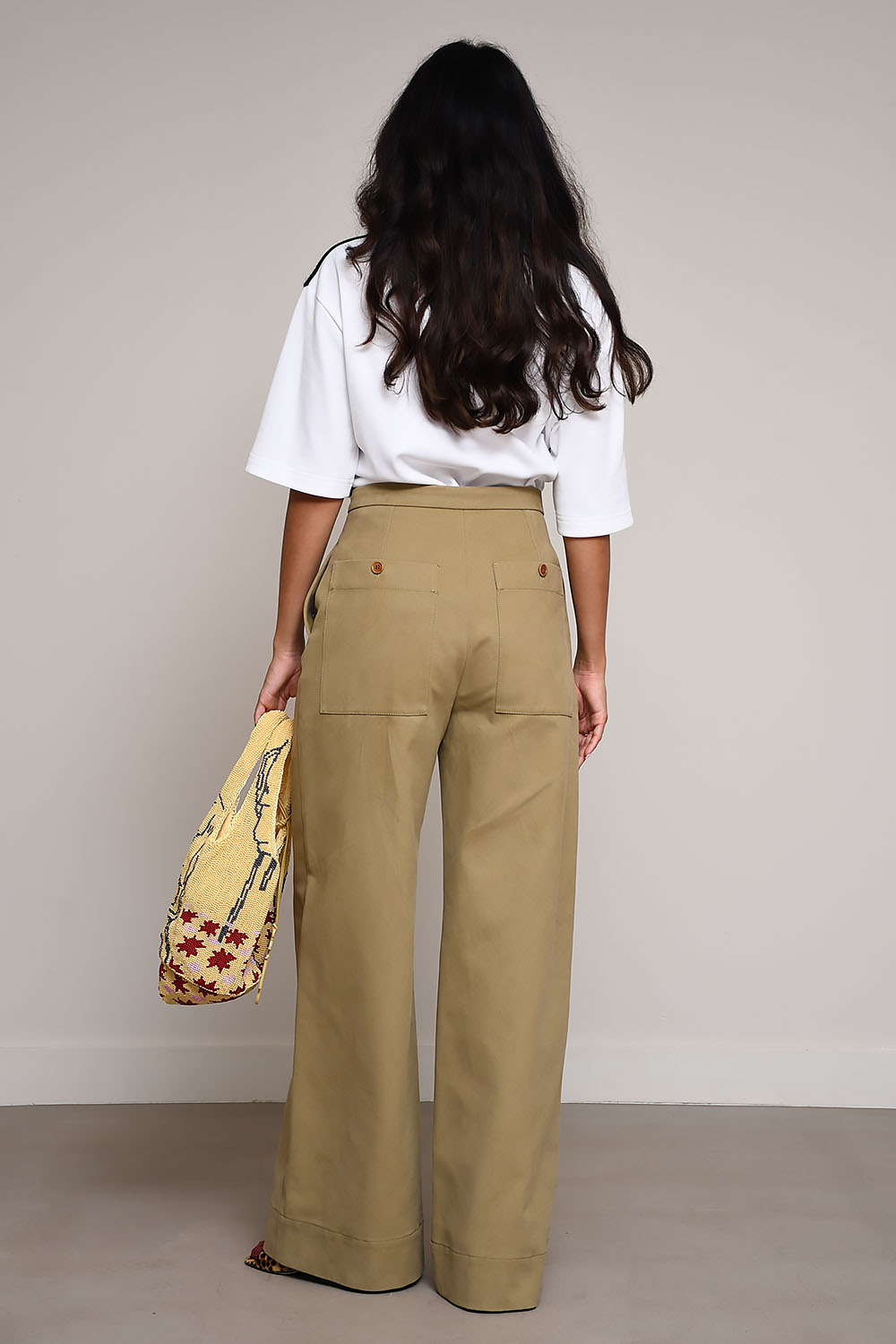 Jean cotton wide-leg pants