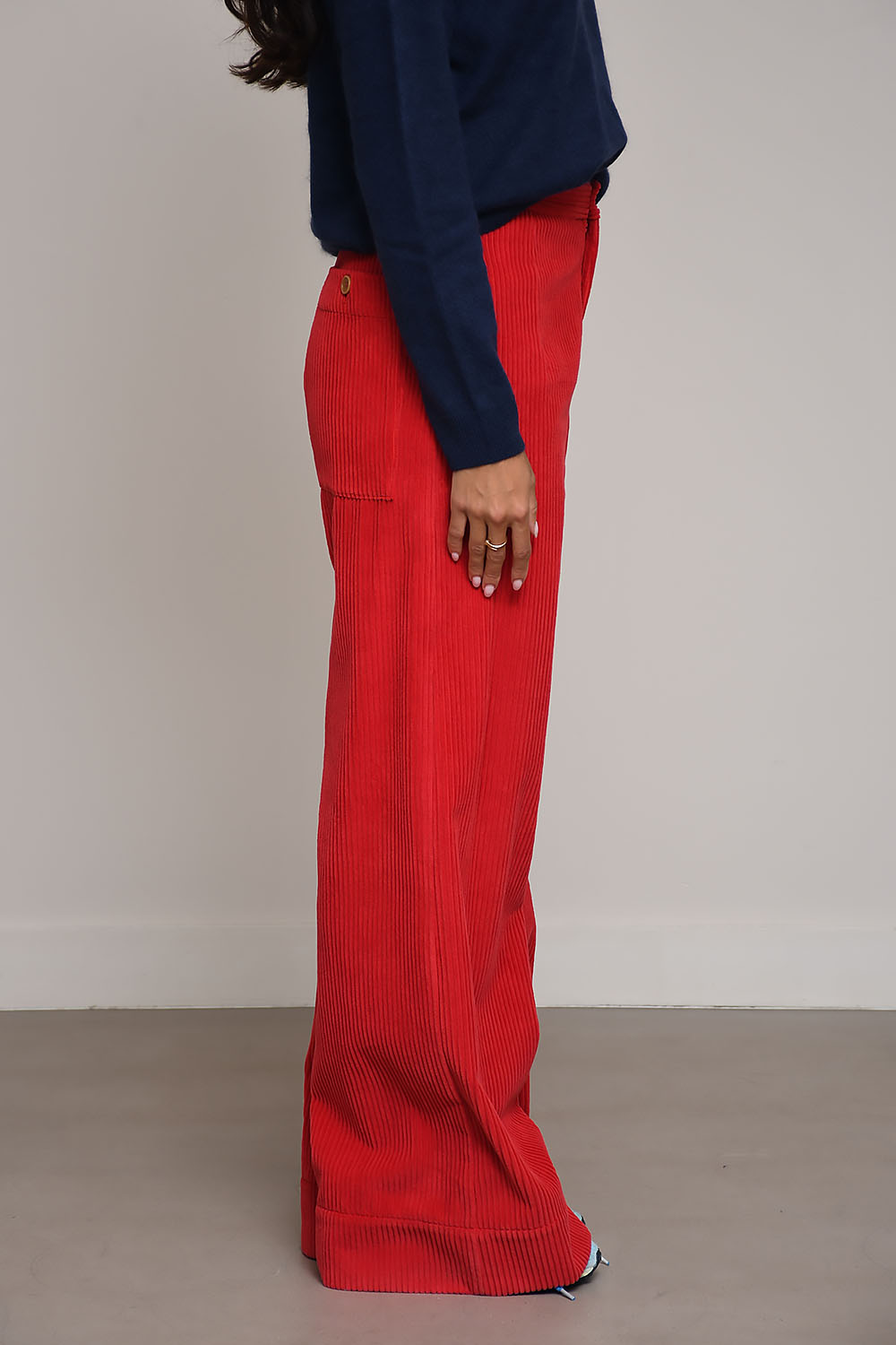 Jean corduroy wide-leg pants