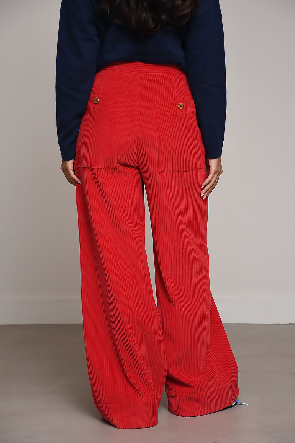 Jean corduroy wide-leg pants