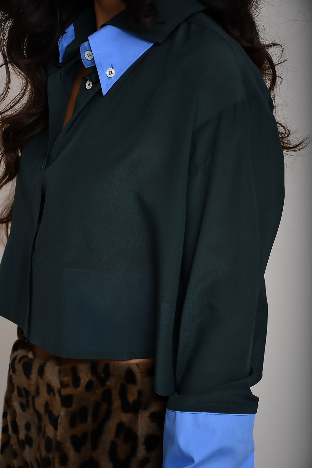 Crazy cropped silk shirt