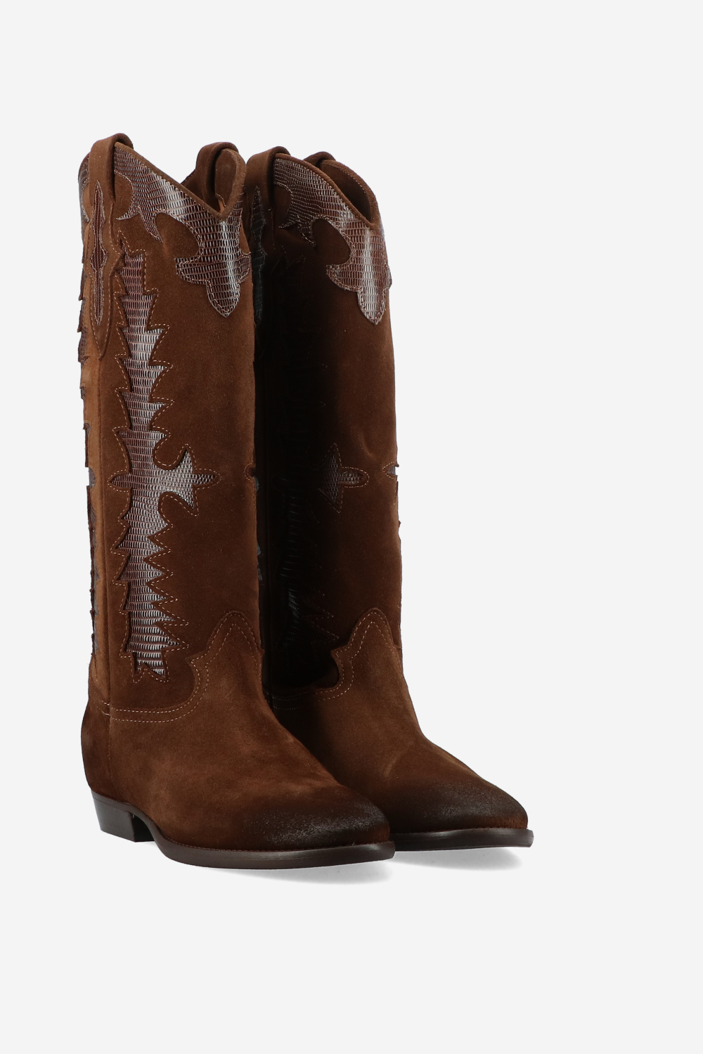 Embroidered suede boots