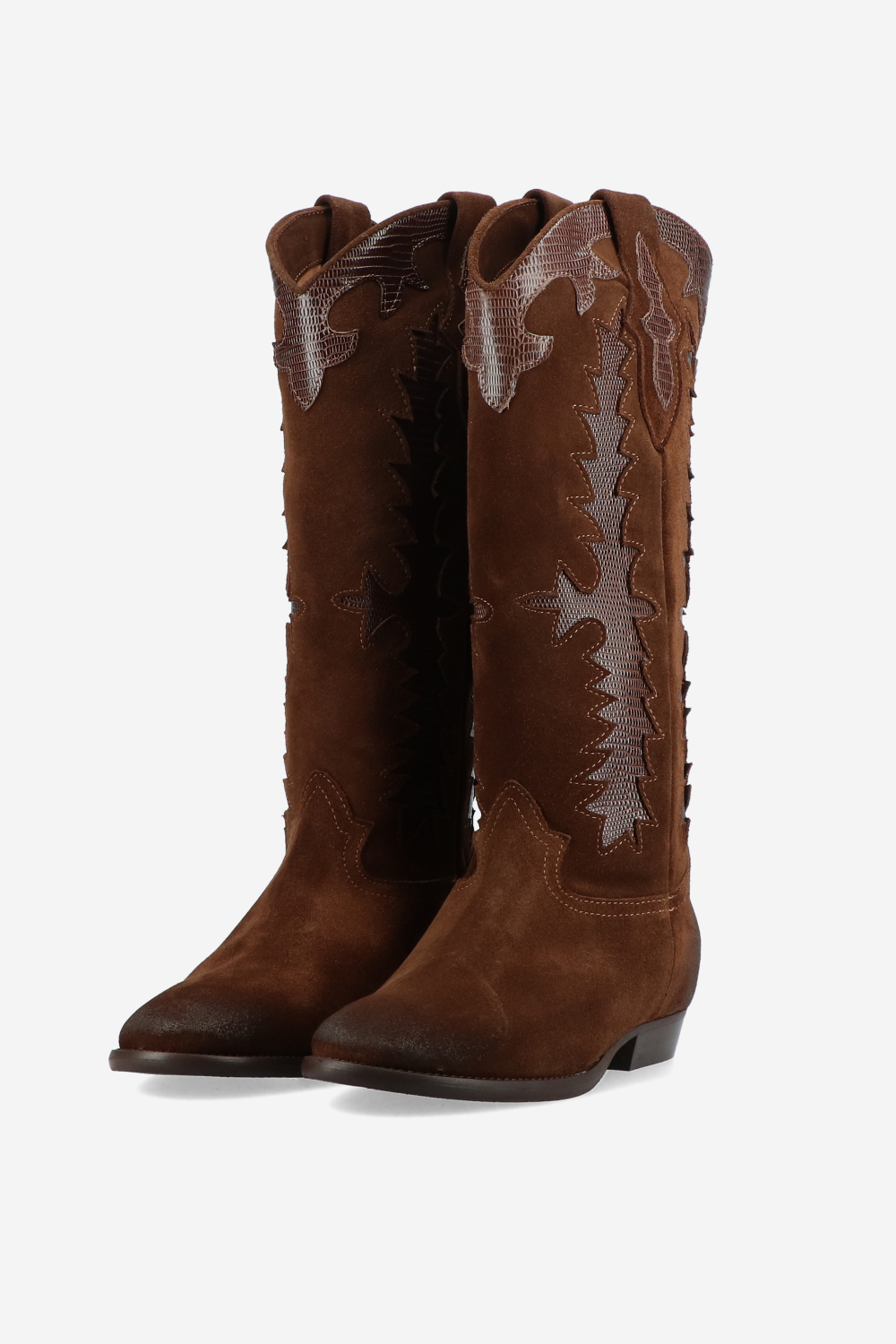 Embroidered suede boots