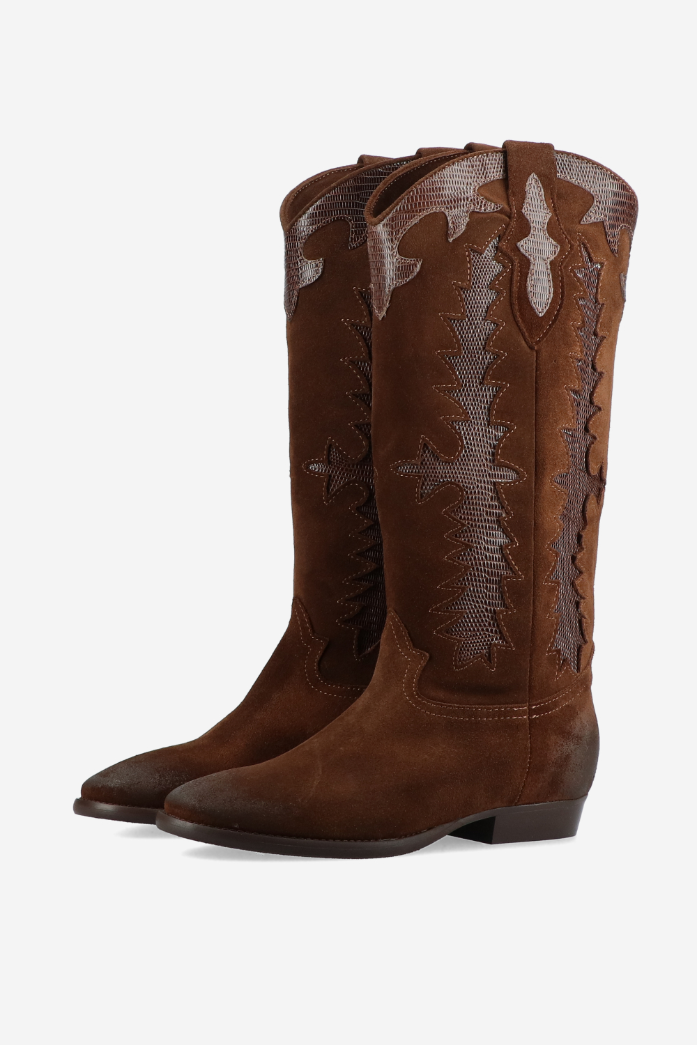 Embroidered suede boots