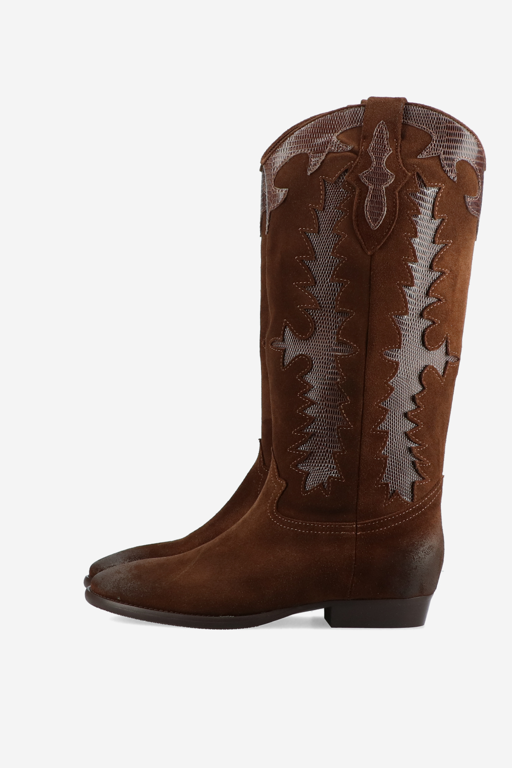 Embroidered suede boots