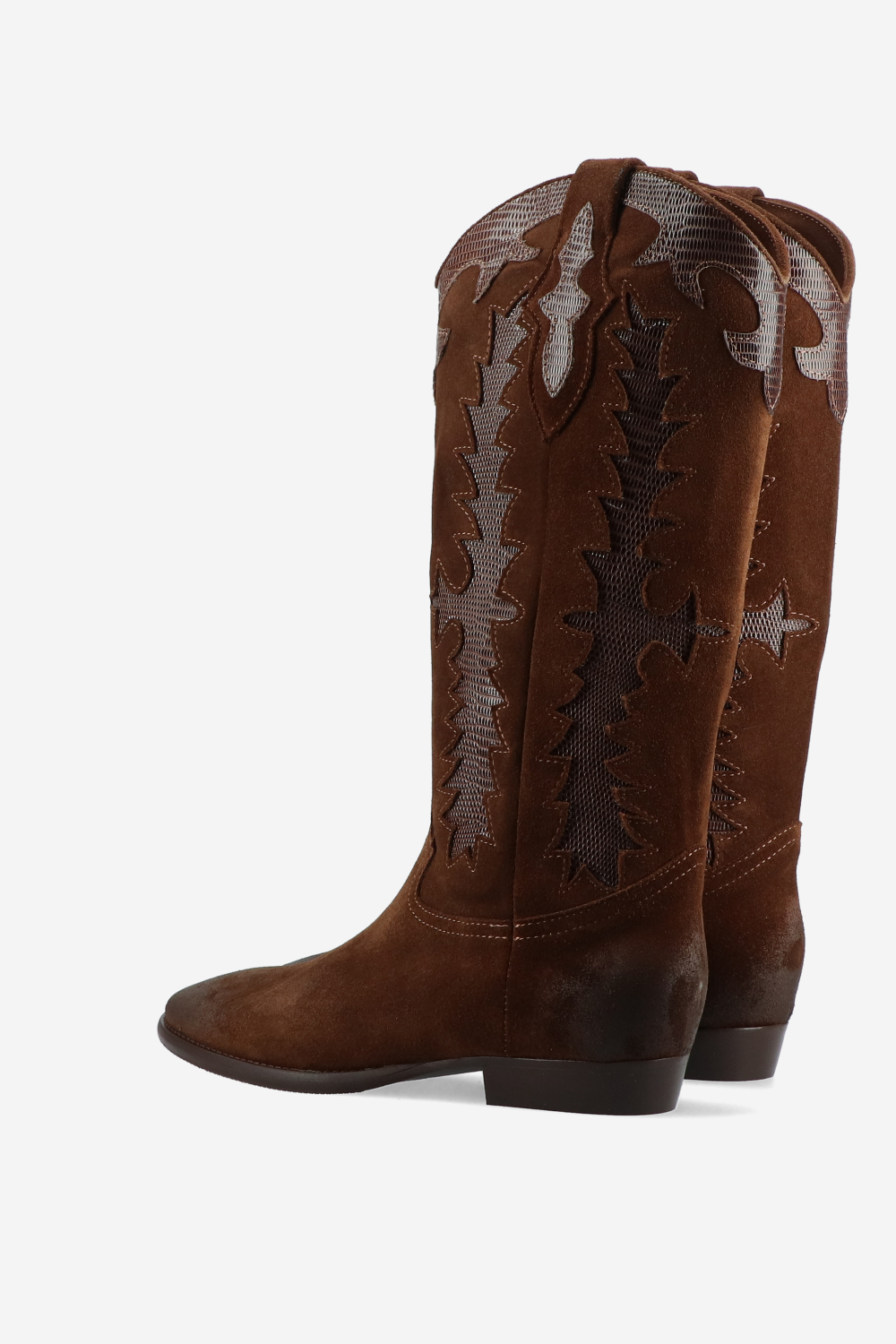 Embroidered suede boots