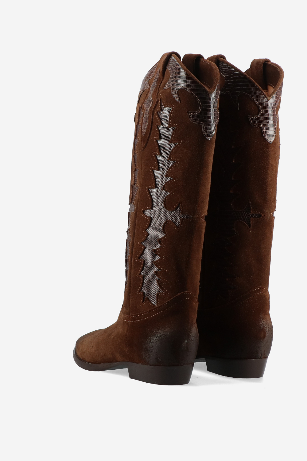 Embroidered suede boots