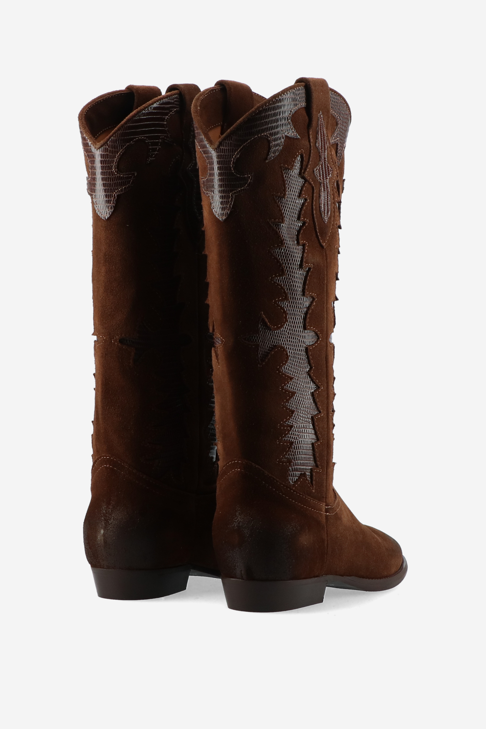 Embroidered suede boots