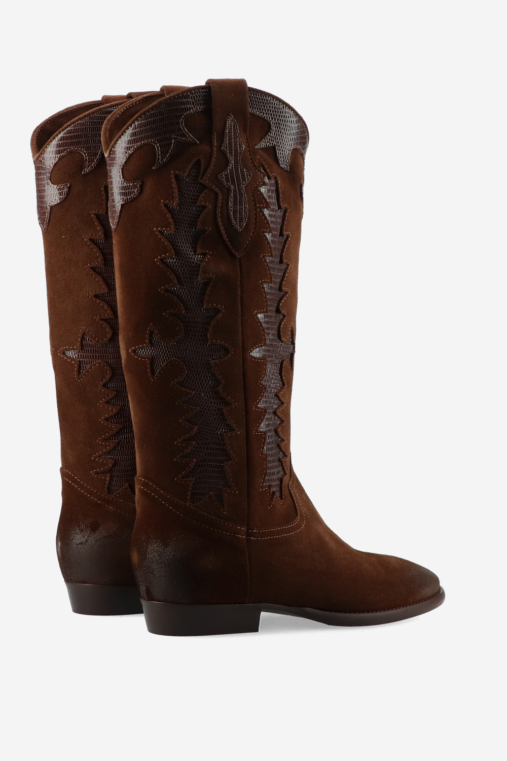 Embroidered suede boots