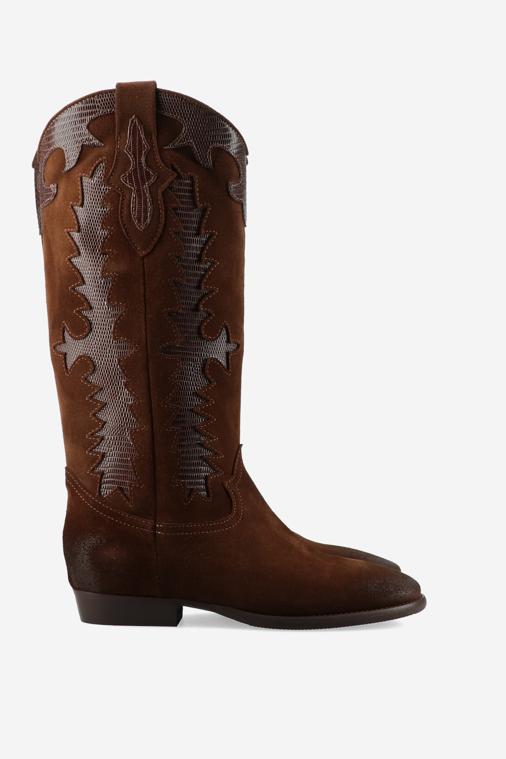 Embroidered suede boots