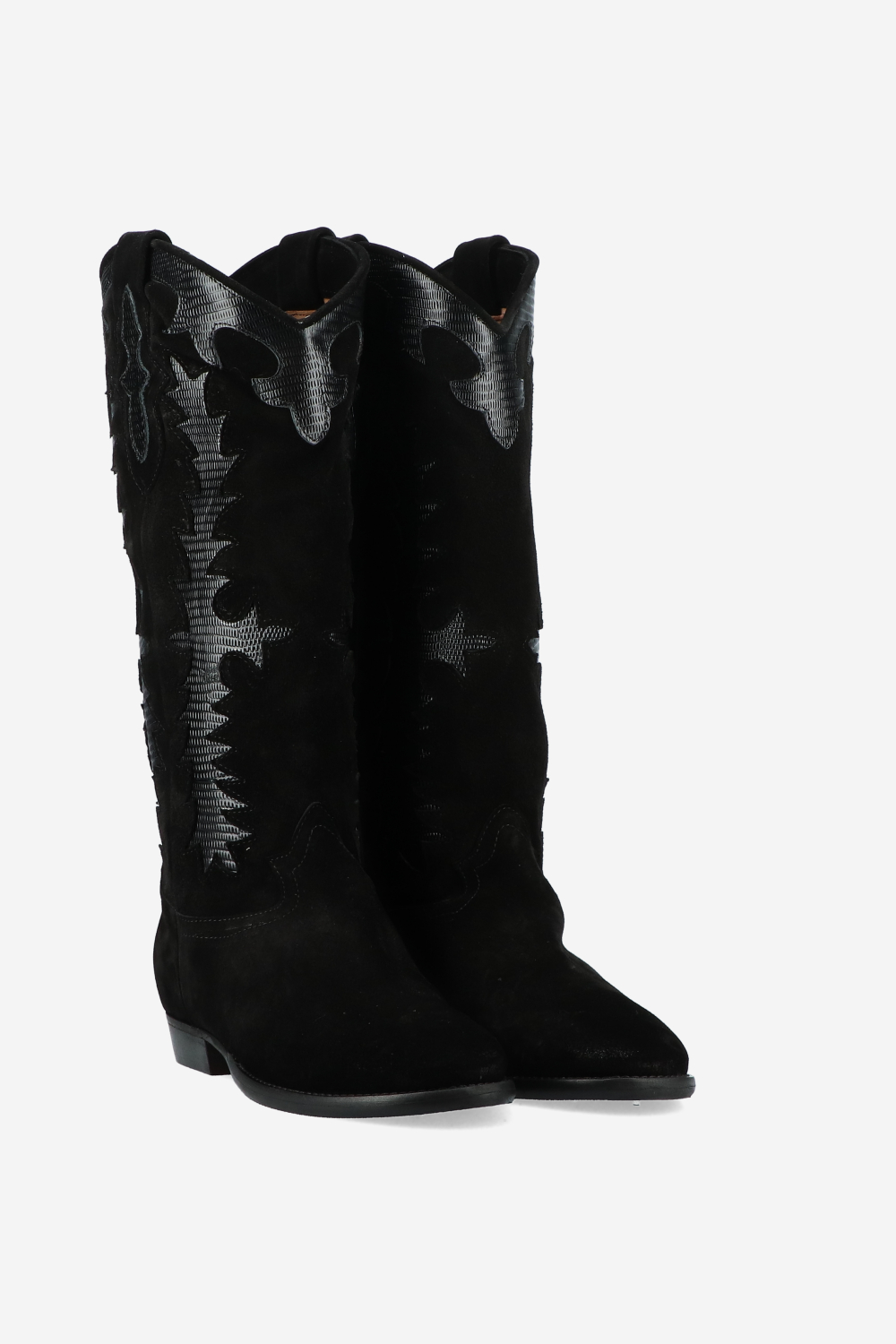 Embroidered suede boots