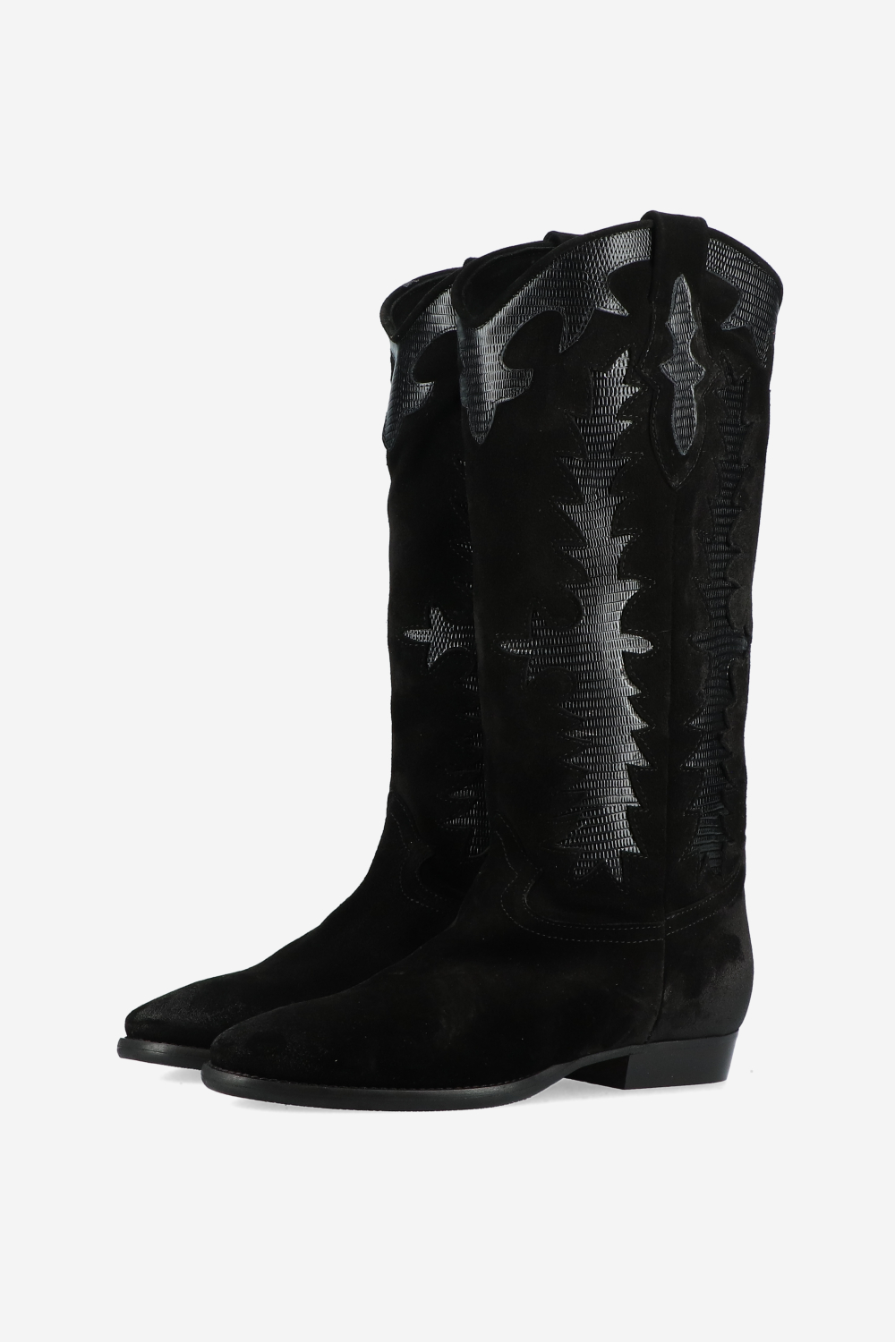 Embroidered suede boots