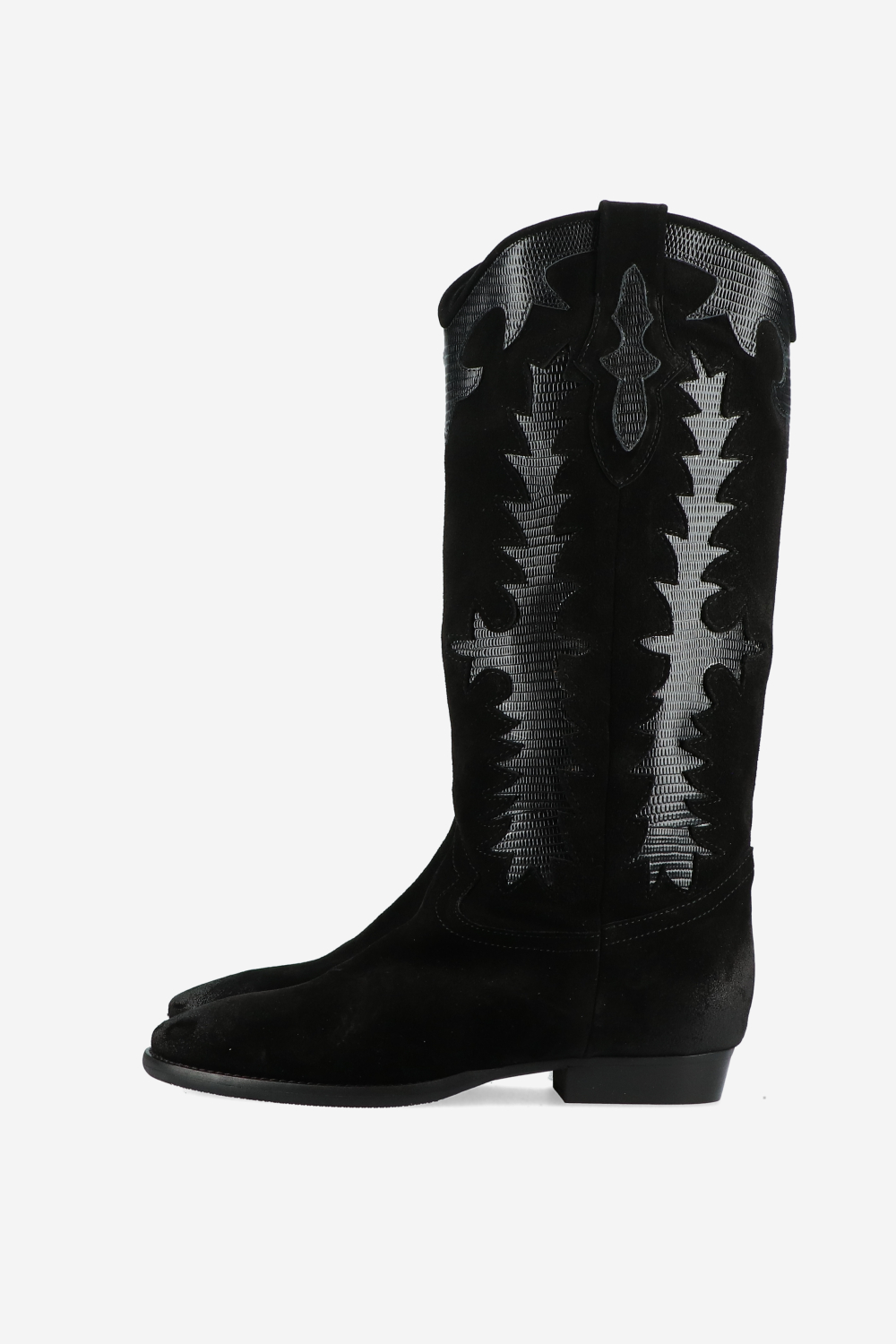 Embroidered suede boots