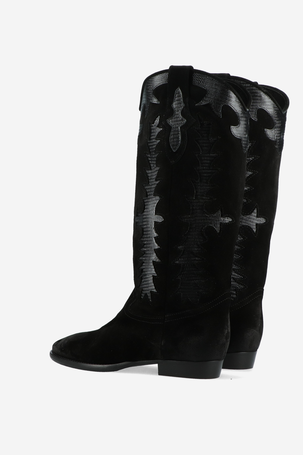 Embroidered suede boots