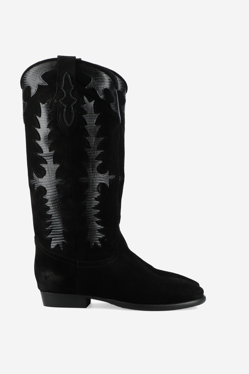 Embroidered suede boots