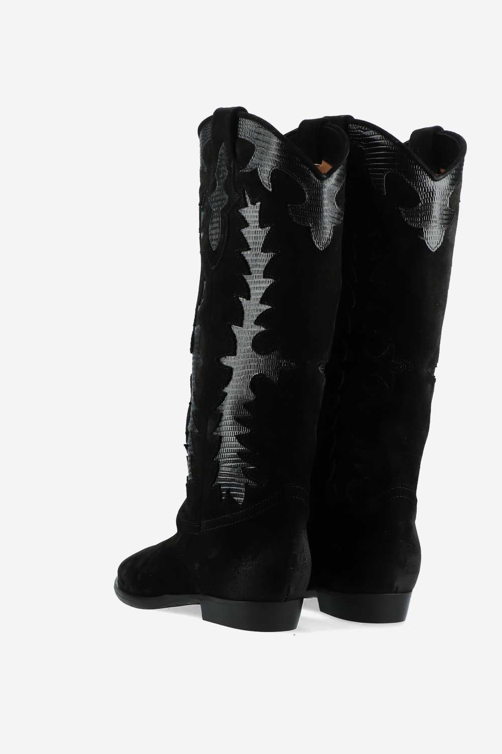 Embroidered suede boots