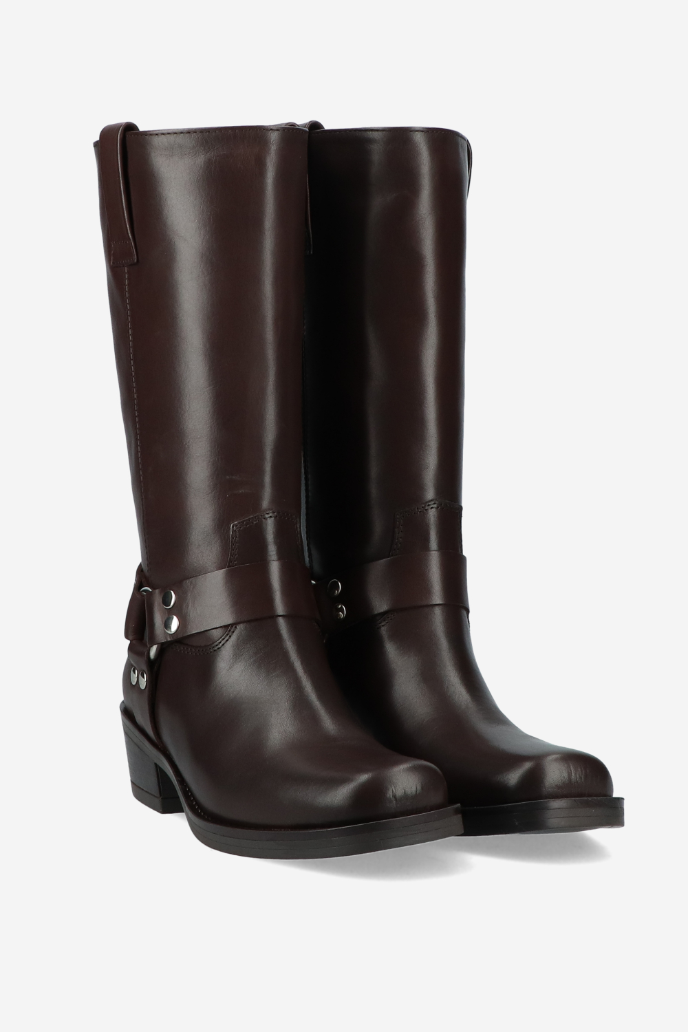 Buckle leather boots