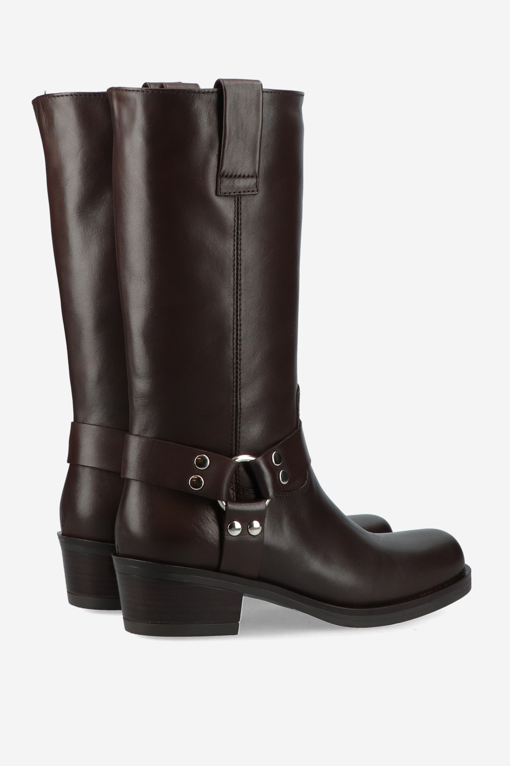 Buckle leather boots