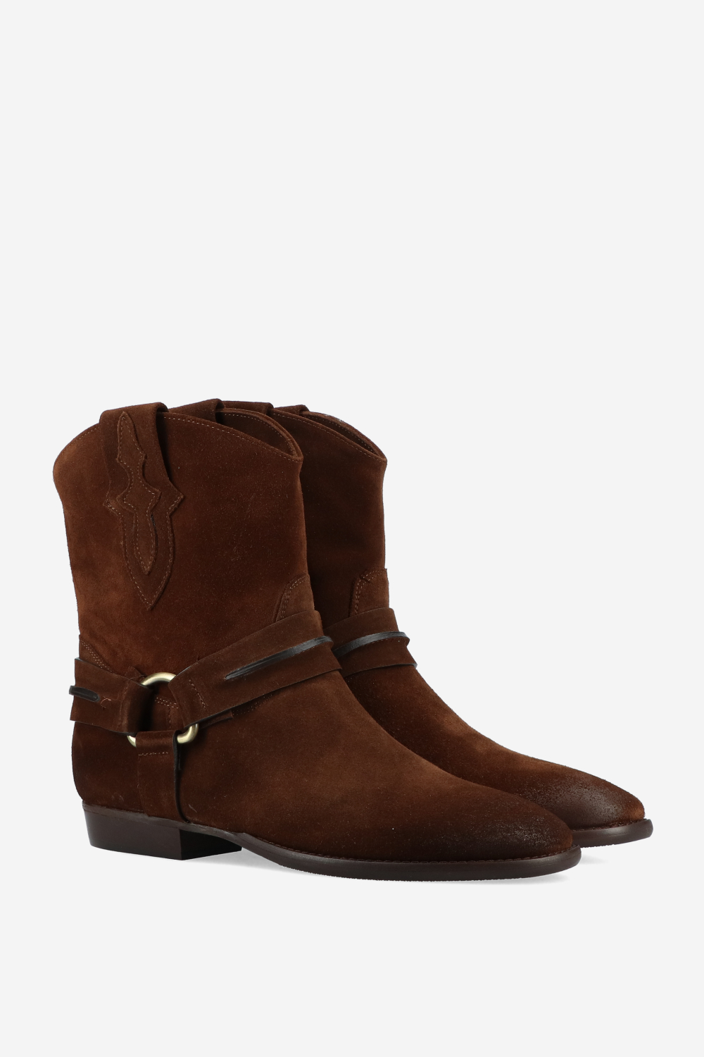 Buckled suede boots