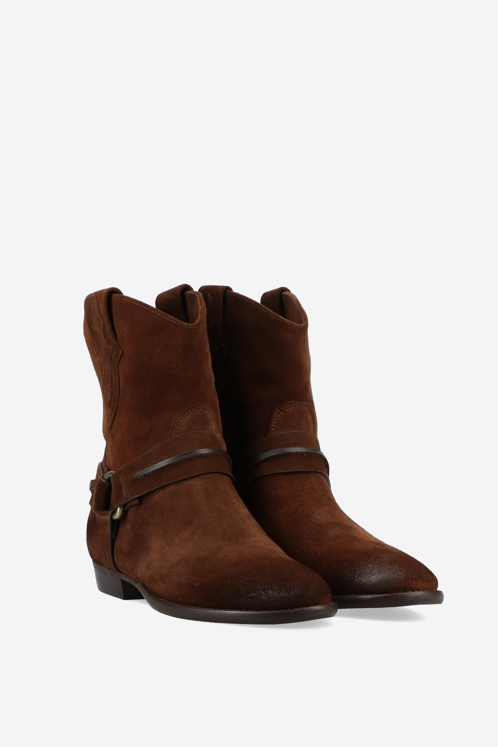 Buckled suede boots