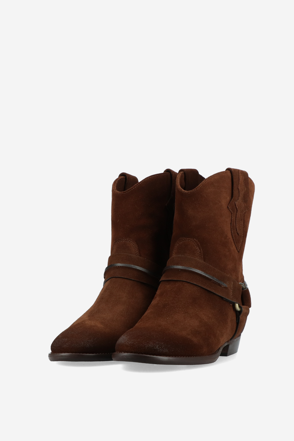 Buckled suede boots